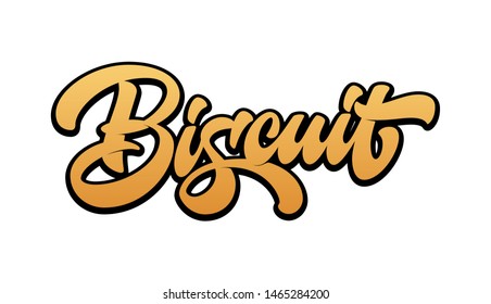 Flat word Biscuit. Vector lettering in bright orange gradient color isolated on white background. Concept for logo, card, typography, poster, print.