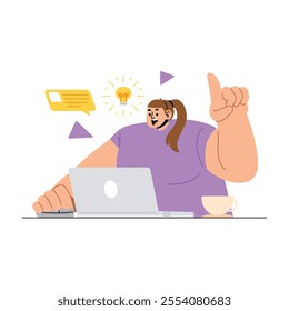 Flat worker illustration doing online presentation