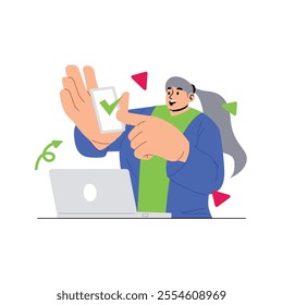 Flat worker illustration doing online presentation