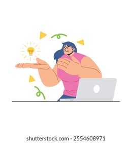 Flat worker illustration doing online presentation