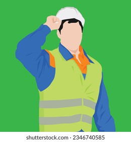 Flat worker illustration vector without face	