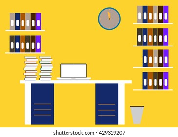 Flat working office space. Vector illustration