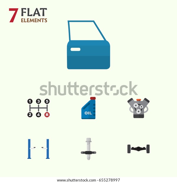 Flat Workshop Set Of Automobile Part,\
Suspension, Muffler And Other Vector Objects. Also Includes\
Suspension, Puller, Manual\
Elements.