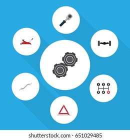 Flat Workshop Set Of Belt, Suspension, Carrying And Other Vector Objects. Also Includes Stop, Carrying, Spherical Elements.