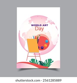 Flat world art day background illustration