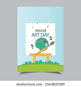 Flat world art day background with nature vector illustration