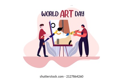 Flat World Art Day Illustration Vector