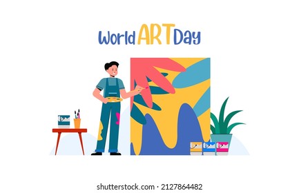 Flat World Art Day Illustration Vector