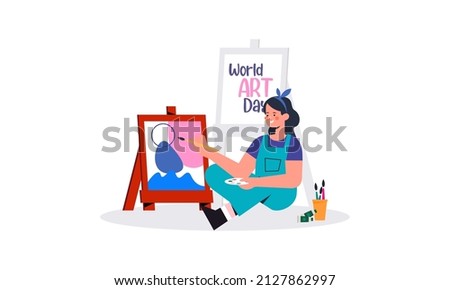 Flat world art day illustration vector