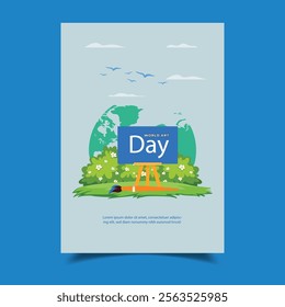 Flat world art day with nature background vector illustration