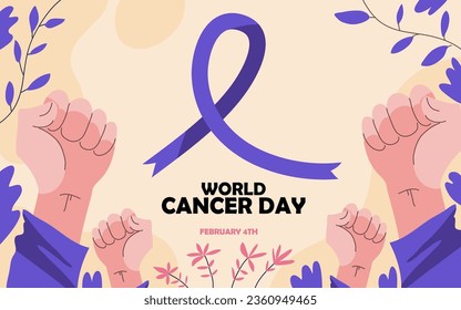 Flat world cancer day background