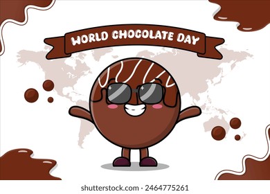 Ilustración plana del diseño del cartel de la celebración del Día Mundial del Chocolate el 7 de julio