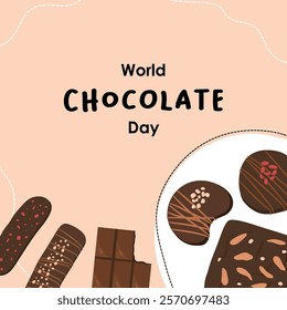 Flat world chocolate day social media post