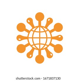 Flat world corona virus vector illustration, art vector, virus icon logo design
