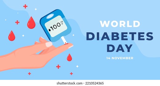 flat world diabetes day horizontal banner illustration