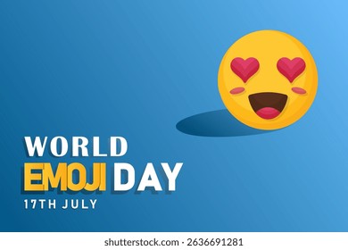 Flat World Emoji Day Background with Cute Love Emoticon