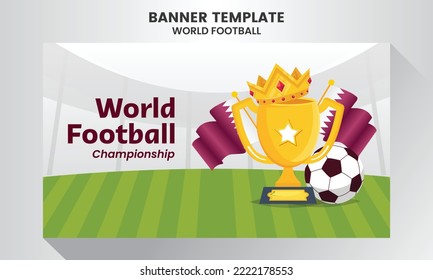 Plantilla de banner horizontal para el campeonato mundial de fútbol