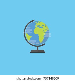 Flat world globe with clouds, Education concept