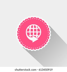 Flat world grid with an arrow around