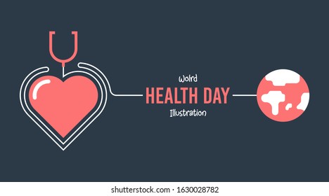 Flat world health day illustration vector. Simple illustration of health day with flat colors