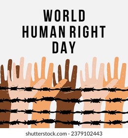 flat world human right day illustration with hands