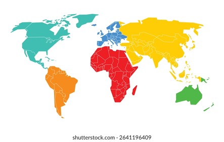 Flat world map showing all continents clearly