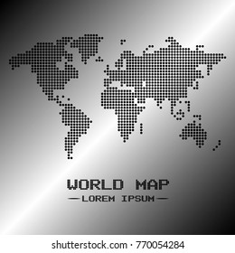 flat world map vectors, world map made with small dots