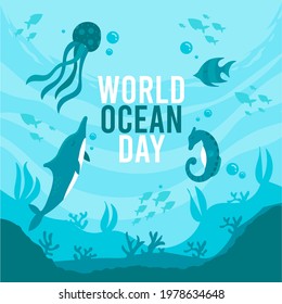 Flat World Ocean Day Premium Vector.
