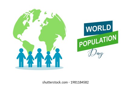 Flat world population day illustration