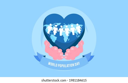 Flat world population day illustration