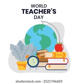 Día mundial del profesor en las redes sociales post Ilustración vectorial