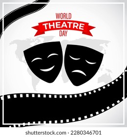 Flat world theatre day illustration