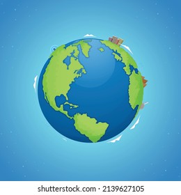 flat world universe earth globes collection design vector