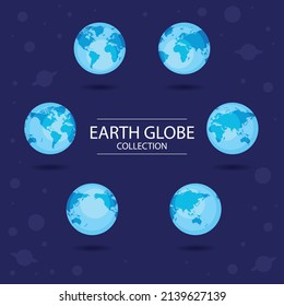 flat world universe earth globes collection design vector