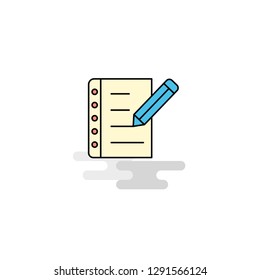 Flat Writing on notes Icon. Vector