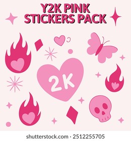 Flat Y2K geometric shapes and minimalist icons for modern, aesthetic, and colorful sticker designs