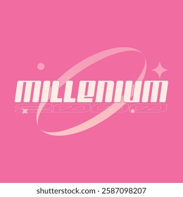 Flat Y2K Style Space Typogrpahy Logotype in Pink Tone, Millenium Text
