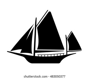 Flat yacht icon. Boat logo on white background. Vector illustration sign.