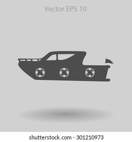 Flat yacht icon. Vector