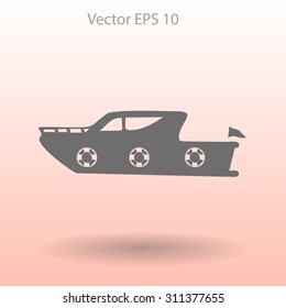 Flat yacht icon. Vector