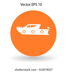 Flat yacht icon. Vector
