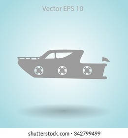 Flat yacht icon. Vector
