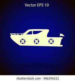Flat yacht icon. Vector