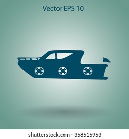 Flat yacht icon. Vector