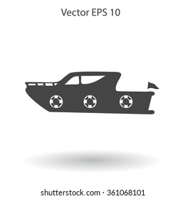 Flat yacht icon. Vector