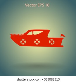 Flat yacht icon. Vector