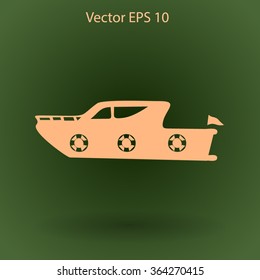 Flat yacht icon. Vector