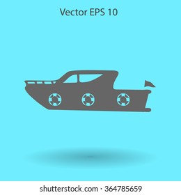 Flat yacht icon. Vector