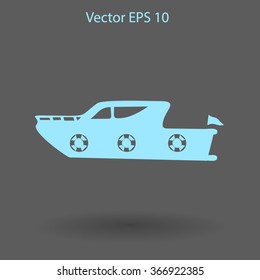 Flat yacht icon. Vector