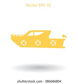 Flat yacht icon. Vector